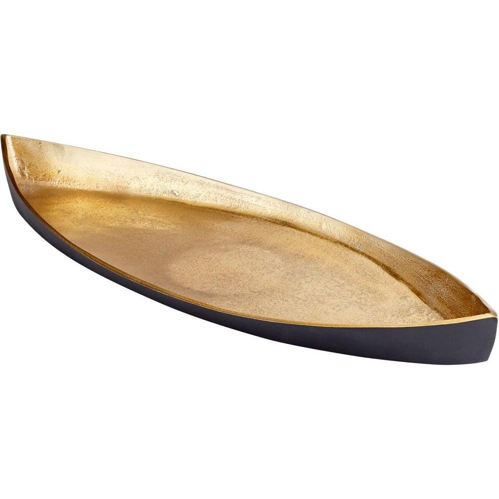 Alumbrar Black and Gold Textured Metal Decorative Tray