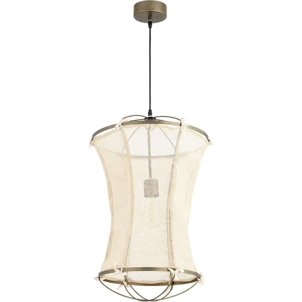 Ara 25" Beige and Black Jute Pendant Light