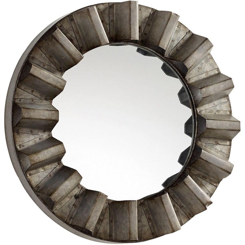 Galvanized Gray 11.75" Contemporary Round Wood Wall Mirror