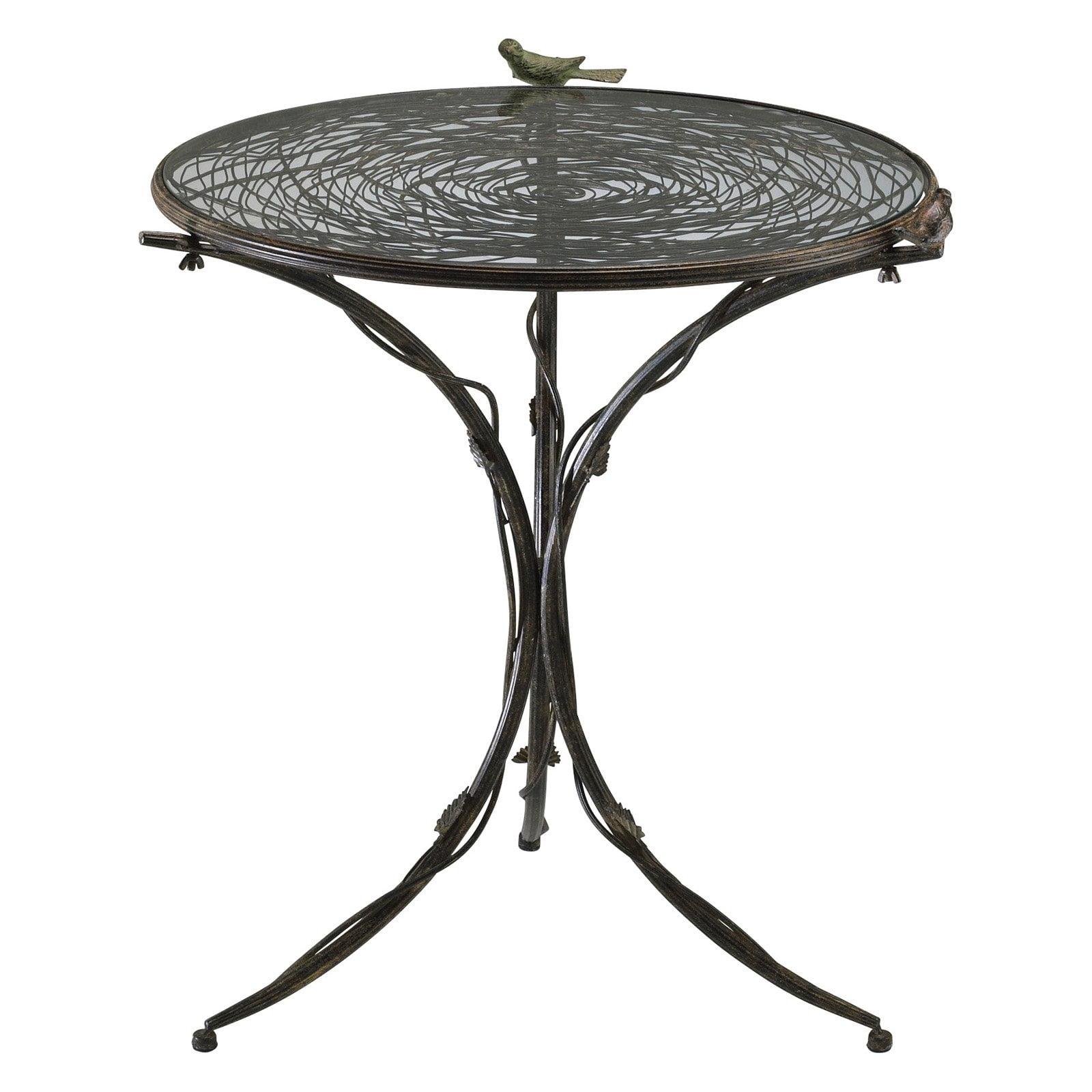 Bird Round Glass Top Metal Base Dining Table