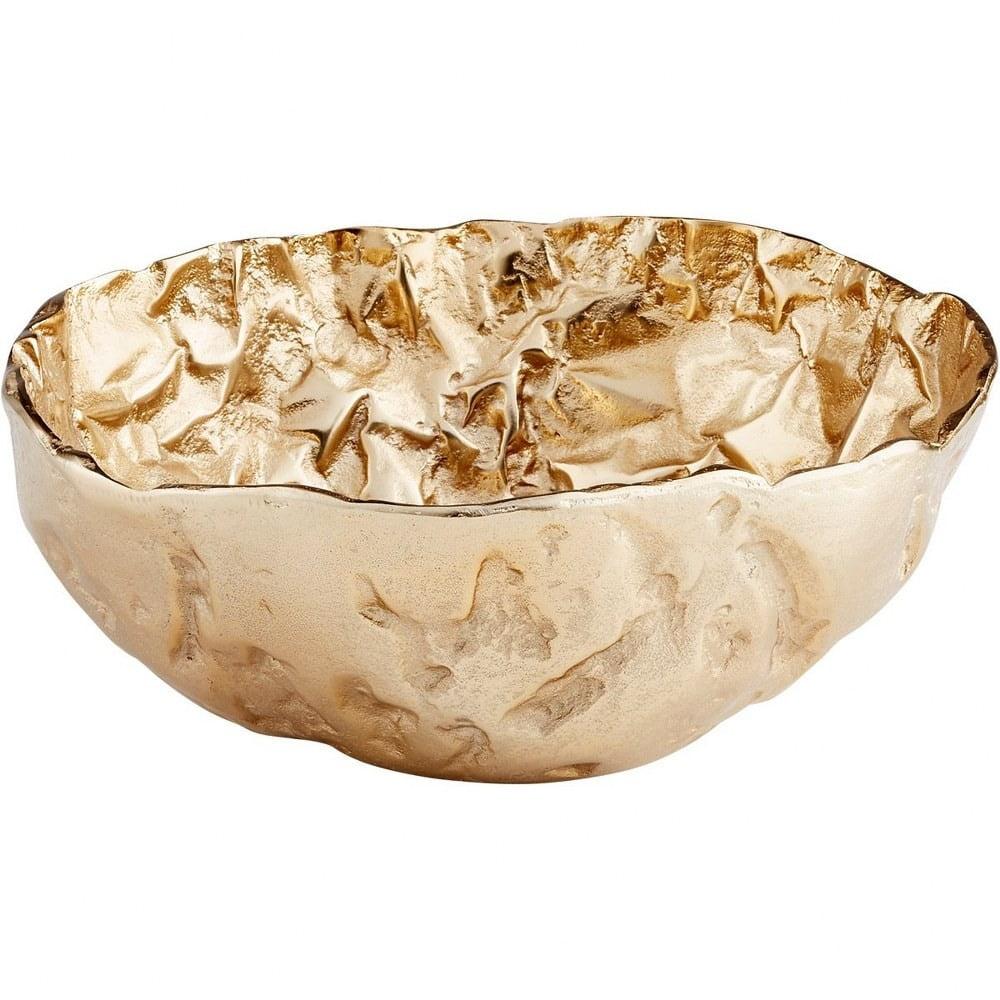 Bolivar 15'' Gold Hammered Stainless Steel Decorative Bowl