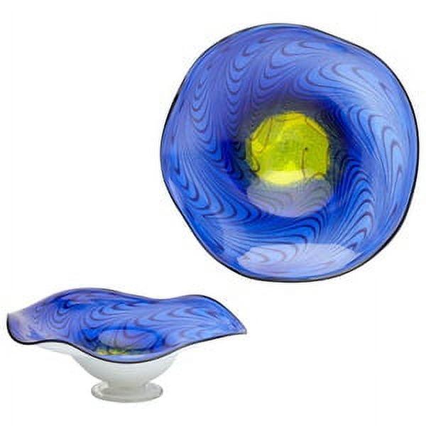 Contemporary Cobalt Blue Art Glass Bowl with Stand, 19.75"