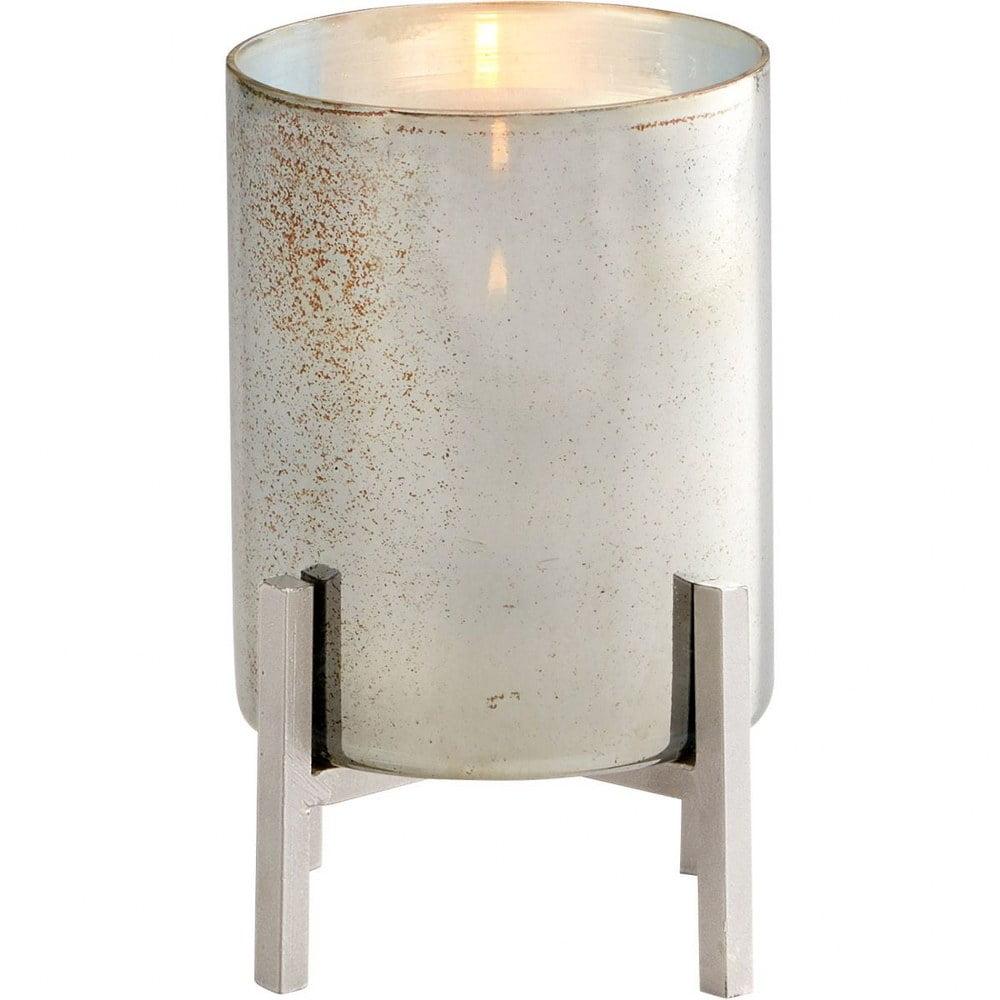 Small Silver Glass Hurricane Candle Lantern