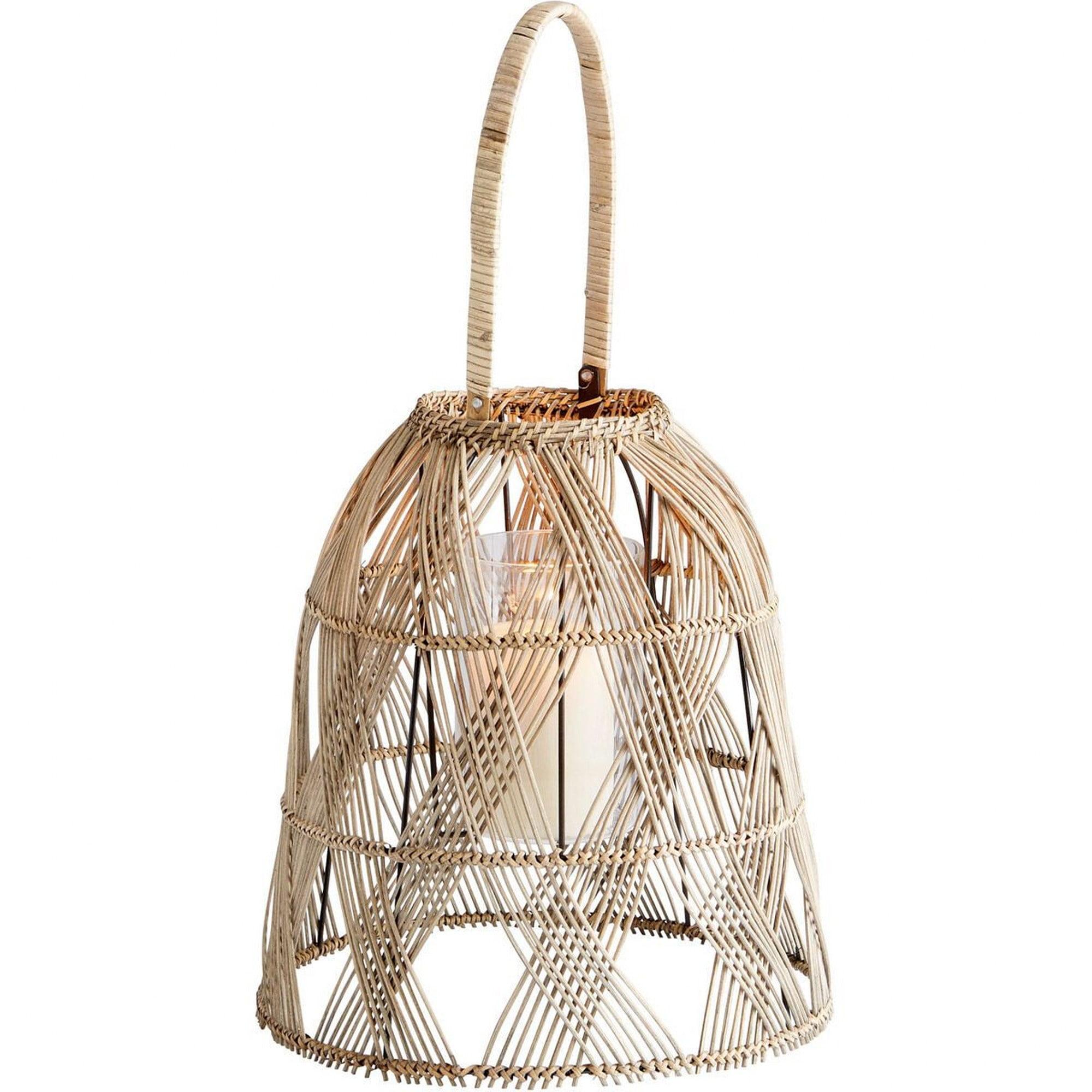 Jude Woven Rattan Lantern With Handle