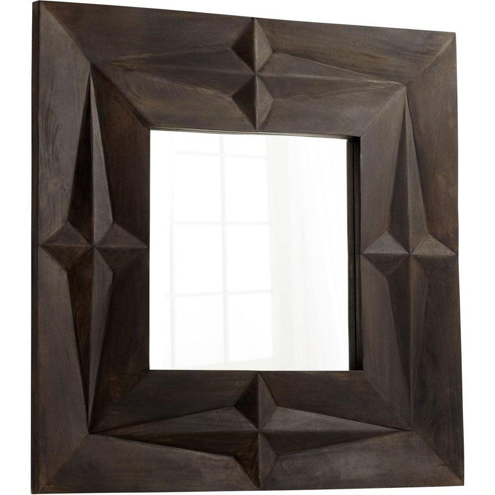 Careta Slate Grey Geometric 48" Contemporary Wood Wall Mirror