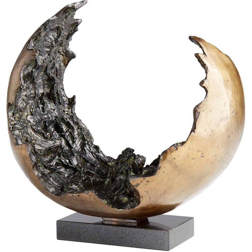 Concentric Chaos Gold and Black Metal Sculpture