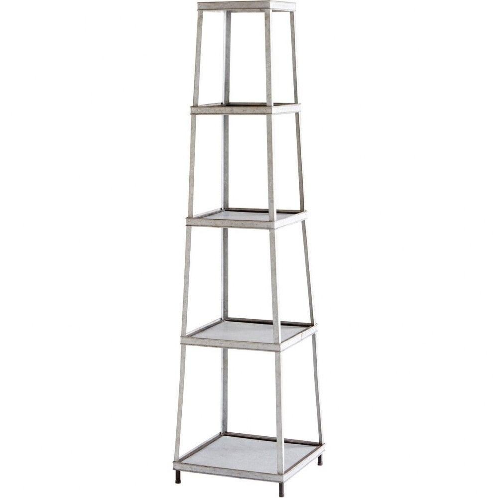 Calabasas 71" Galvanized Metal and Brown Etagere