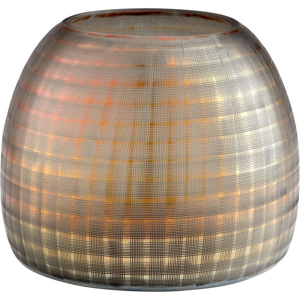 Gold Iridescent Glass Grid Table Vase, 12"