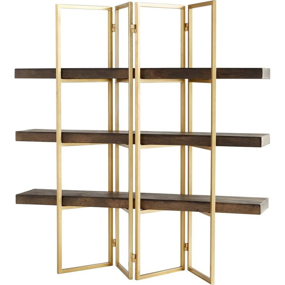 Marsina 68.75" Gray and Gold Iron Etagere