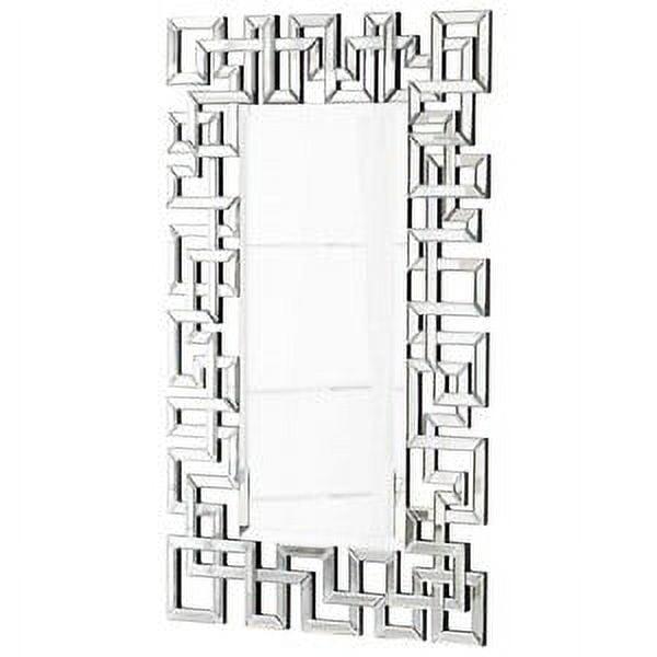 Sleek Rectangular Frameless Mirror with Geometric Shine, 31.5 x 55 inches