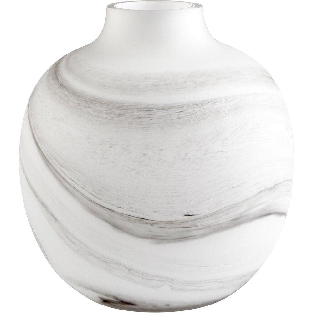 Moon Mist Contemporary Glass Vase with Black/White Swirl Design