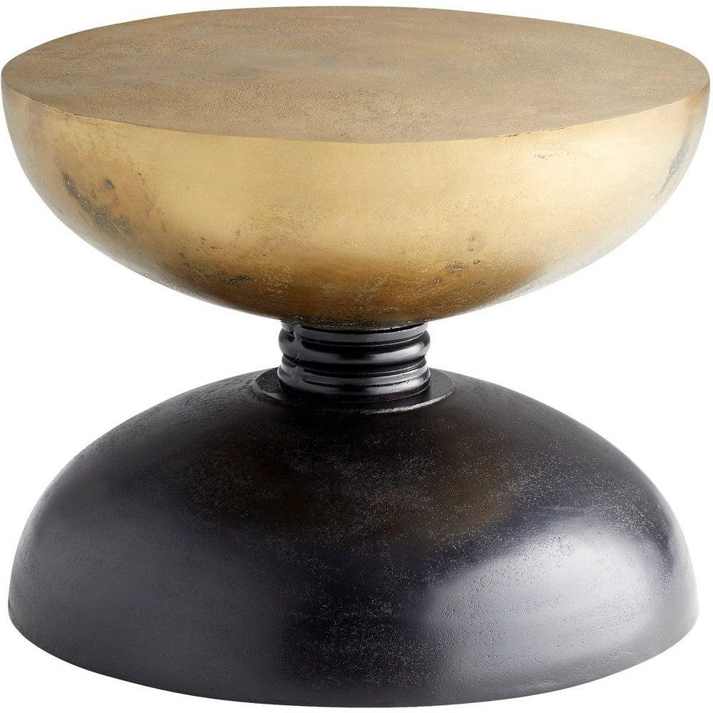 Perpetual Noir and Gold 18'' Contemporary Round Drum End Table