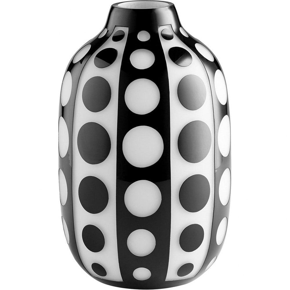 Monochrome Polka Dot Glass Bud Vase 11" H x 7" W