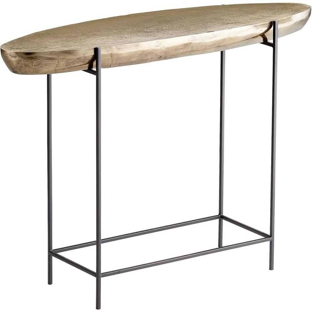 Aged Gold 46.25'' Metal Console Table with Sleek Storage