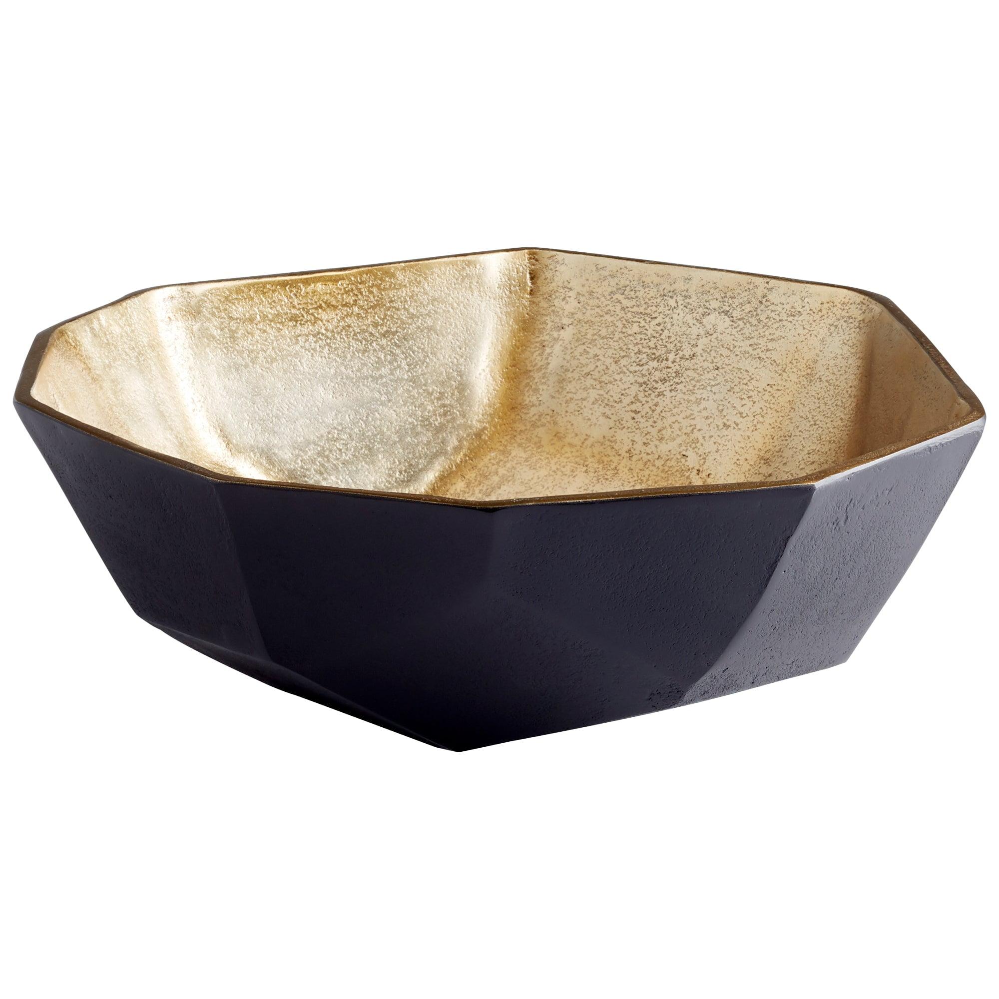 Radia 12" Black and Gold Aluminum Decorative Bowl