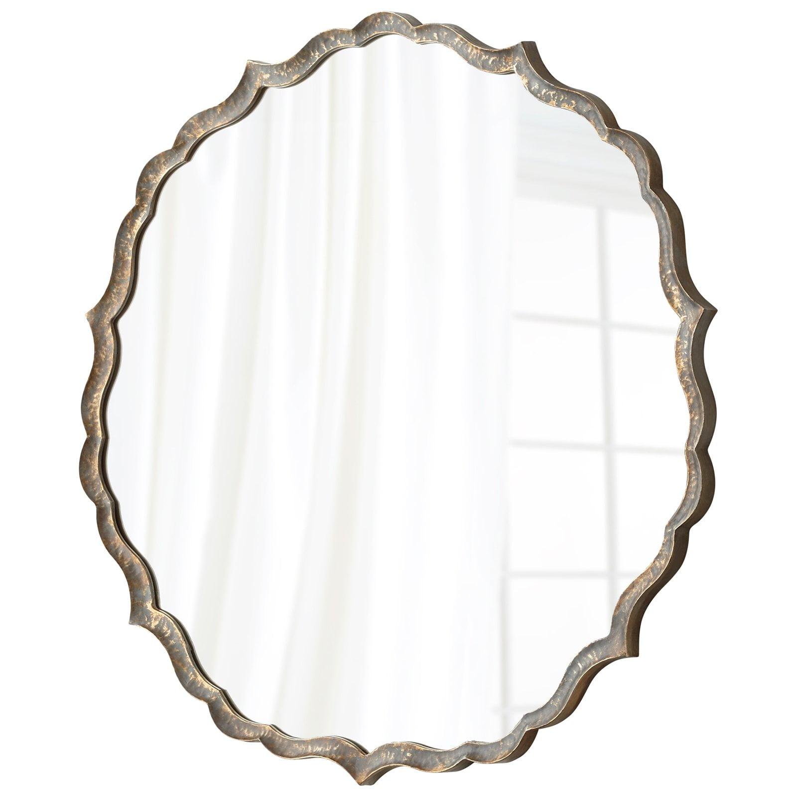 Rustic Round Bronze and Silver 44.25" Mirror