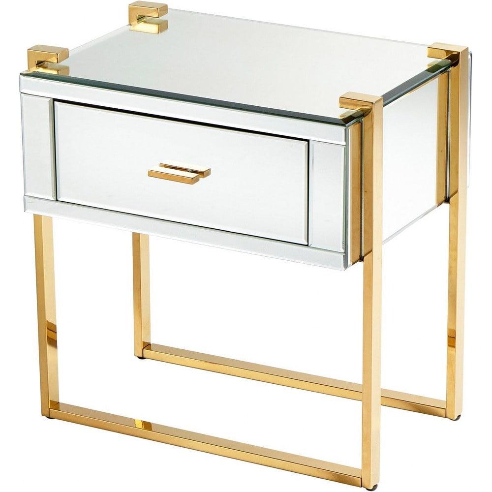 St. Clair Aged Brass Rectangular End Table with Drawer