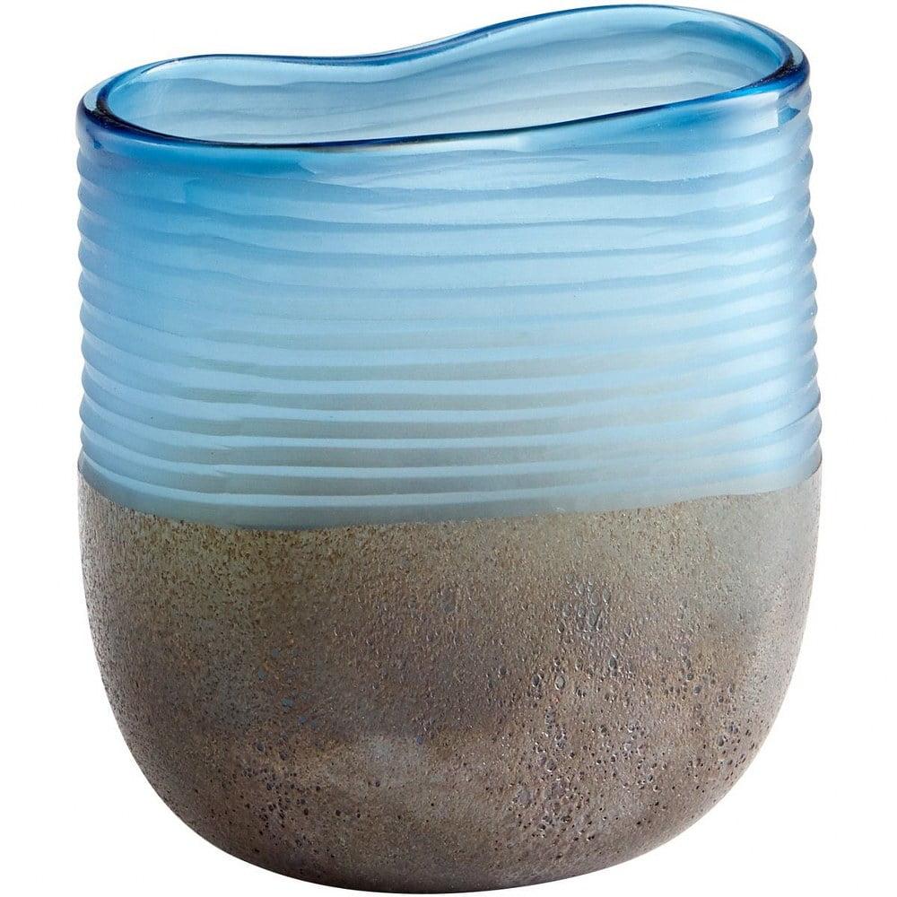 Blue and Iron Glaze 8" Glass Decorative Vase
