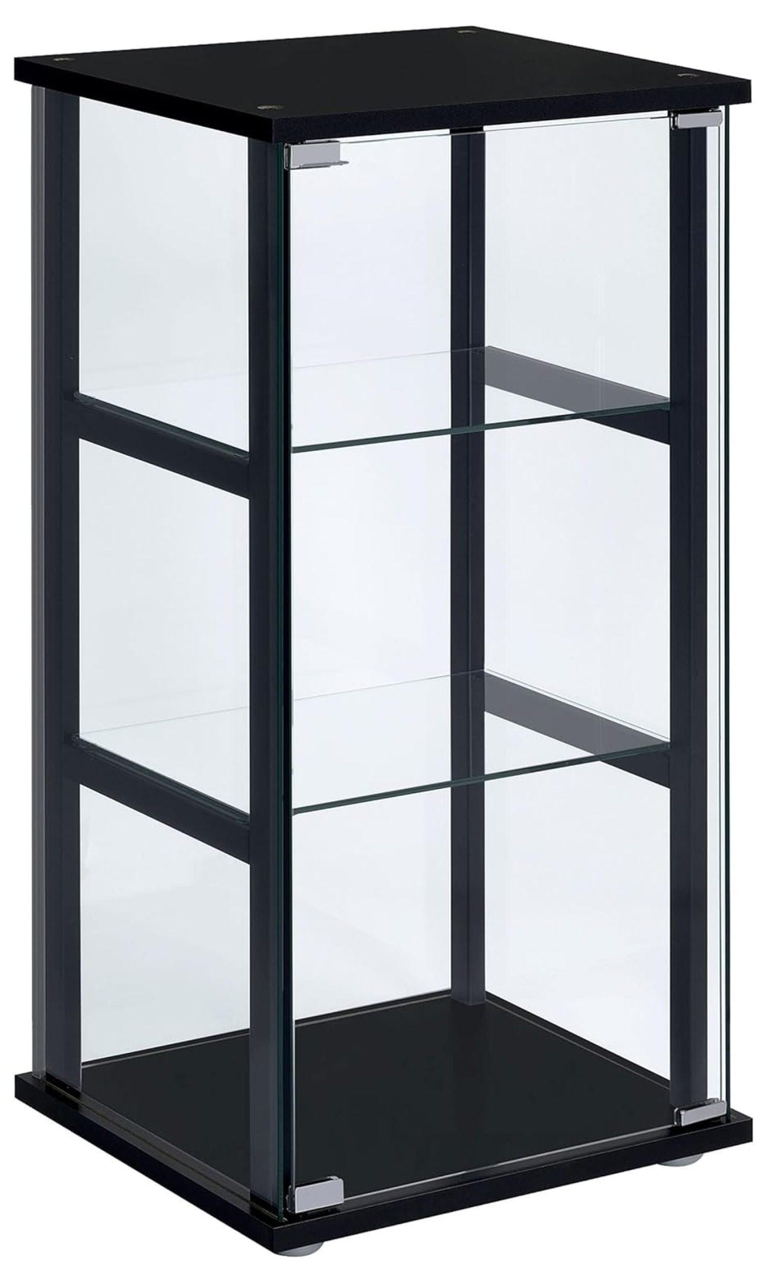 Cyclamen Black and Clear 34-inch 3-Tier Glass Curio Cabinet