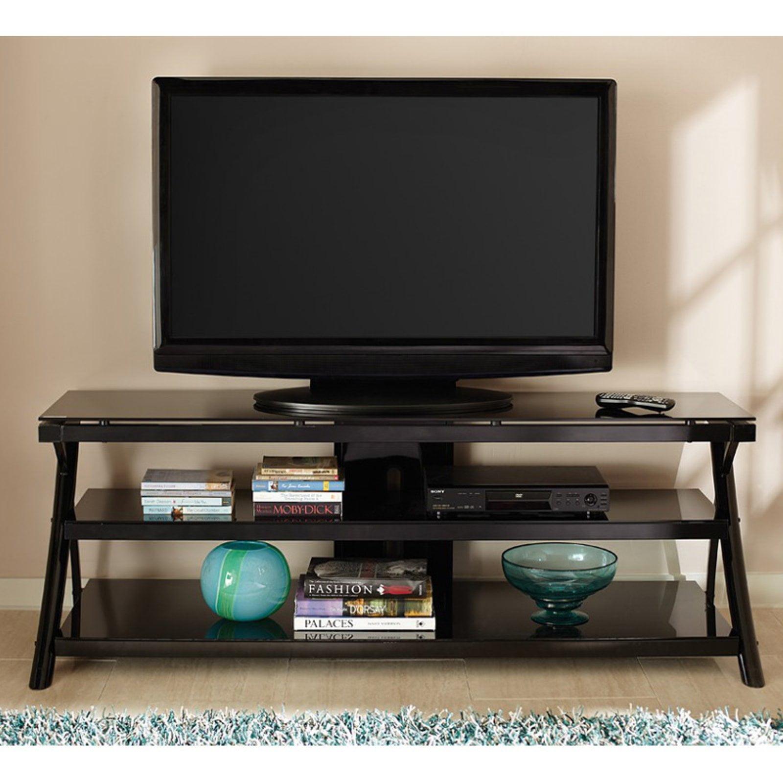 Lucio 65'' Black Metal and Glass Media Console