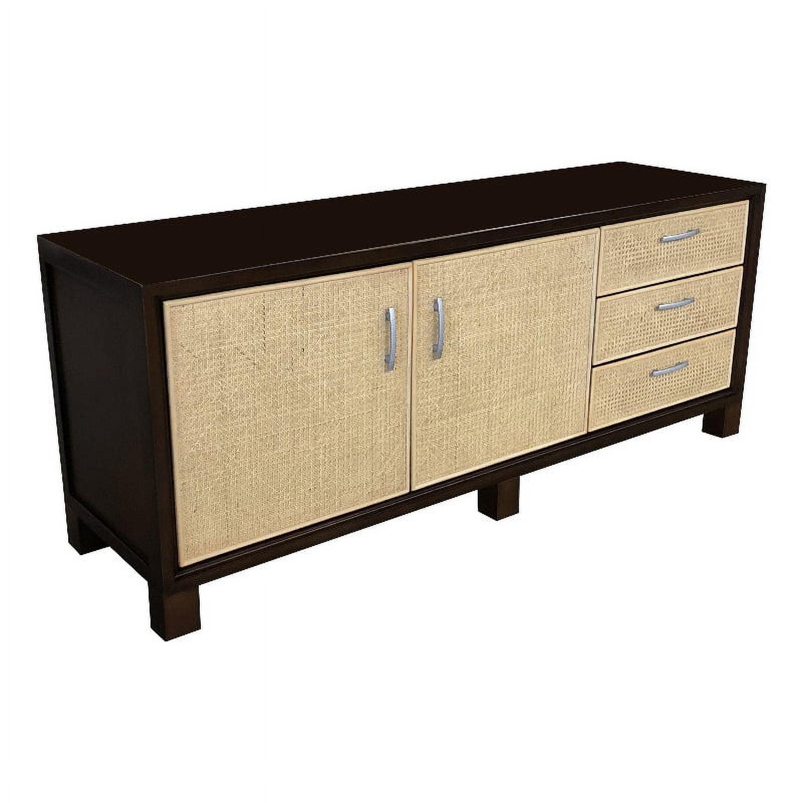 Elegant Mahogany Wood Accent Cabinet with Silver Hardware
