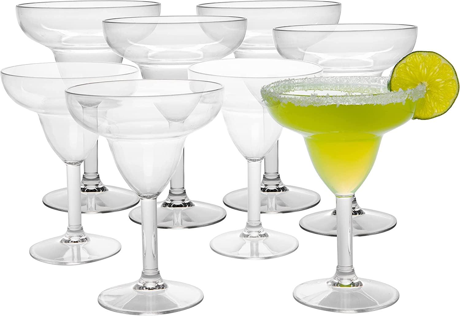 D'eco Unbreakable Clear Stemmed Margarita Glasses  12oz- 100% Tritan Shatterproof  Reusable  Dishwasher Safe Drink Glassware (Set of 8)- Indoor