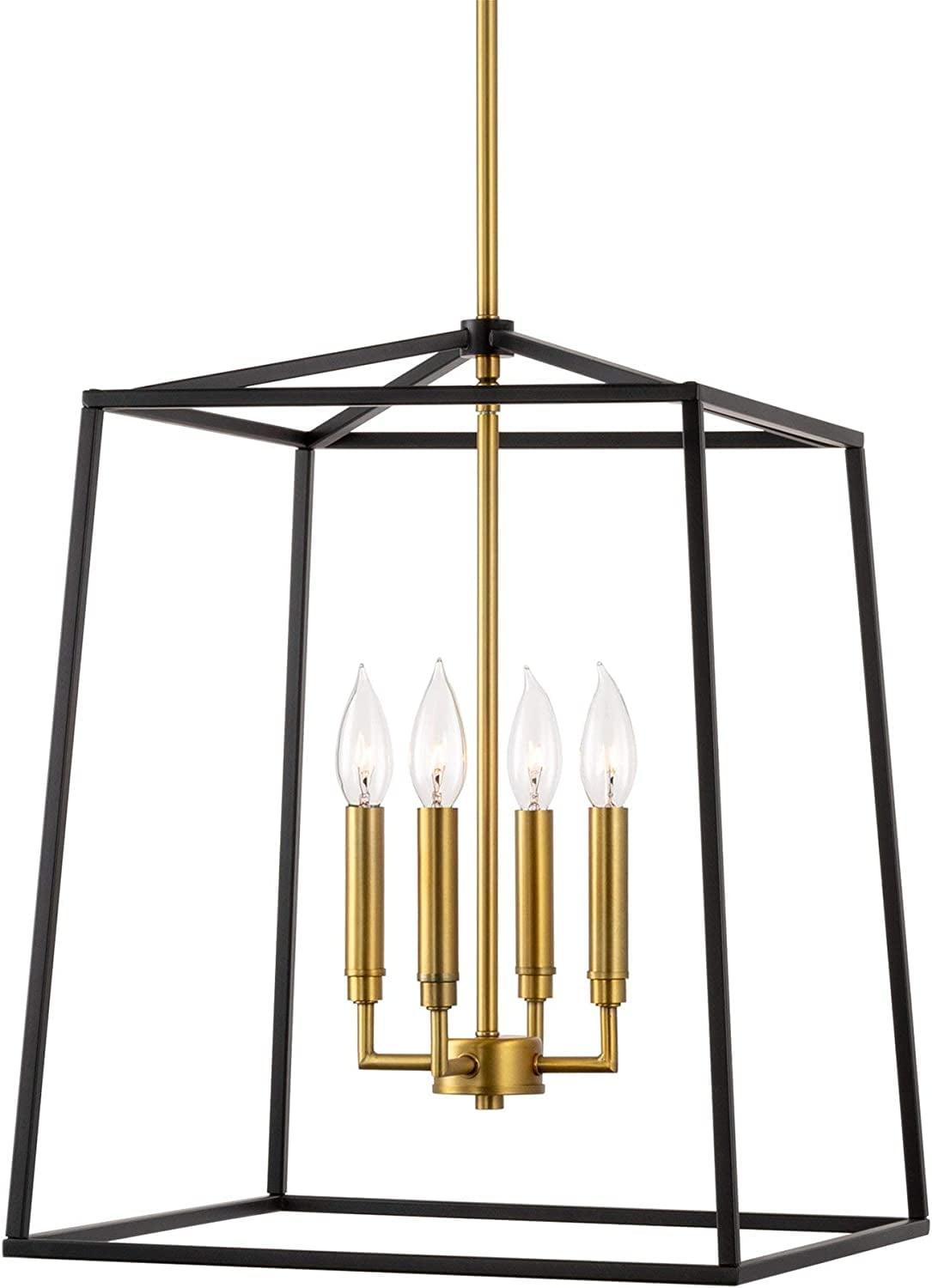 Bellevue 18" Black and Brass Metal Cage Chandelier