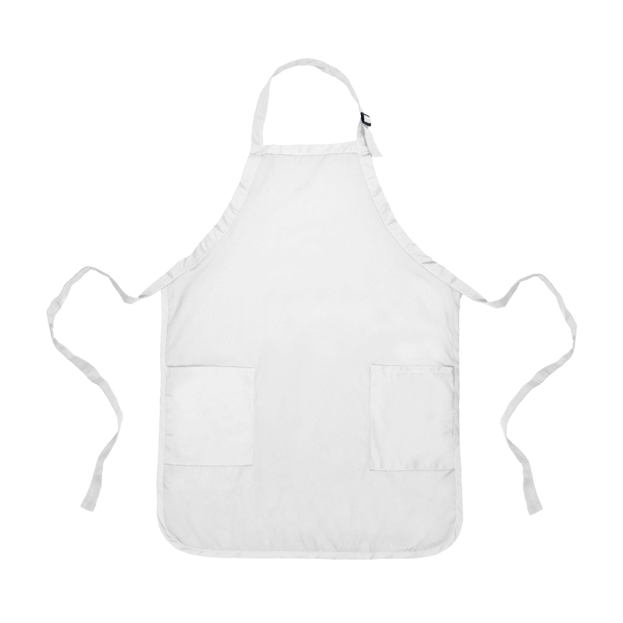 Dalix Waist Aprons Commercial Restaurant Home Bib Spun Poly Cotton Kitchen (3 Pockets) in White