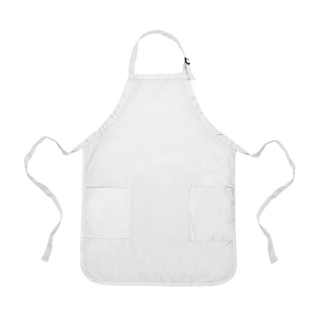 Dalix Waist Aprons Commercial Restaurant Home Bib Spun Poly Cotton Kitchen (3 Pockets) in White