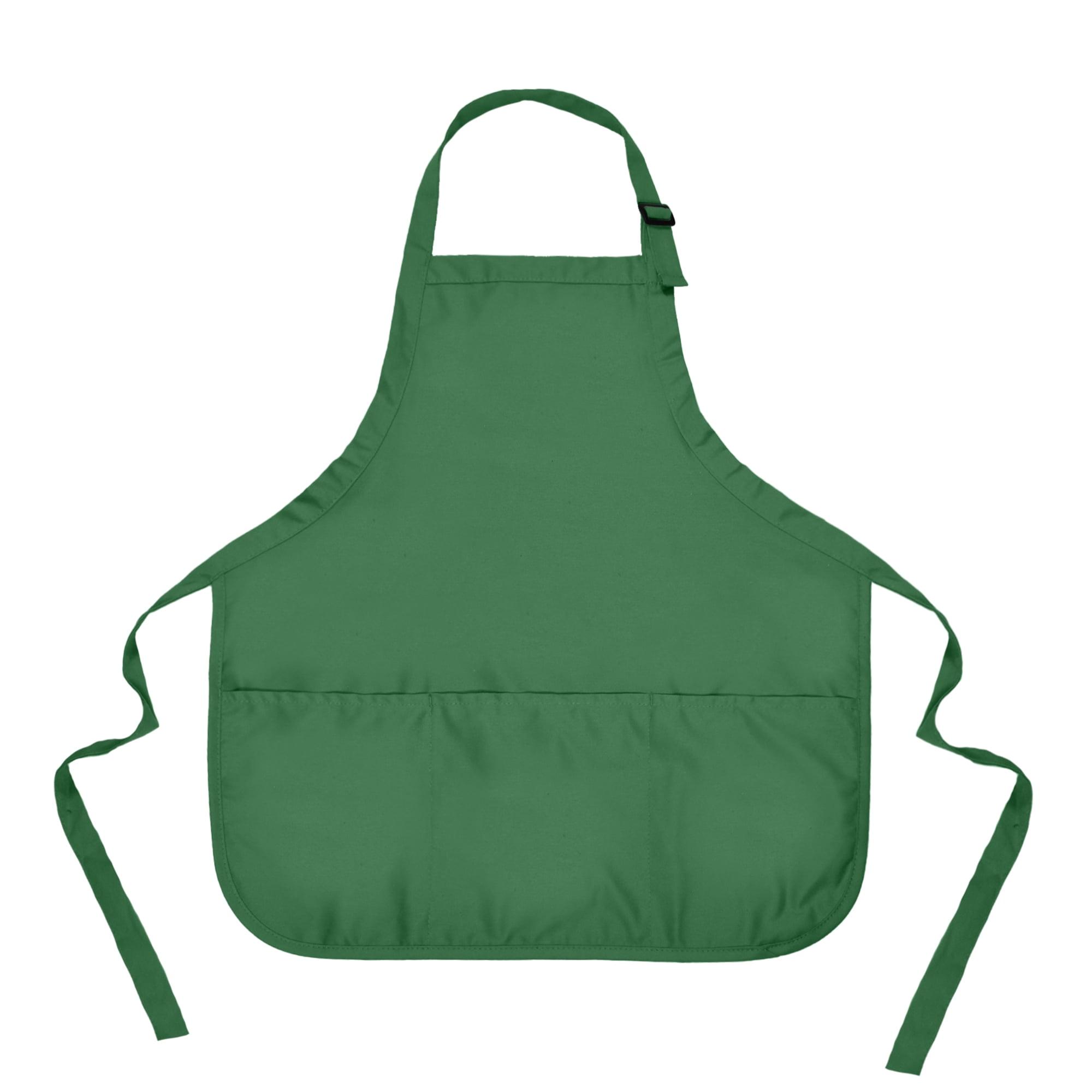 Dalix Waist Aprons Commercial Restaurant Home Bib Spun Poly Cotton Kitchen (3 Pockets) in Dark Green
