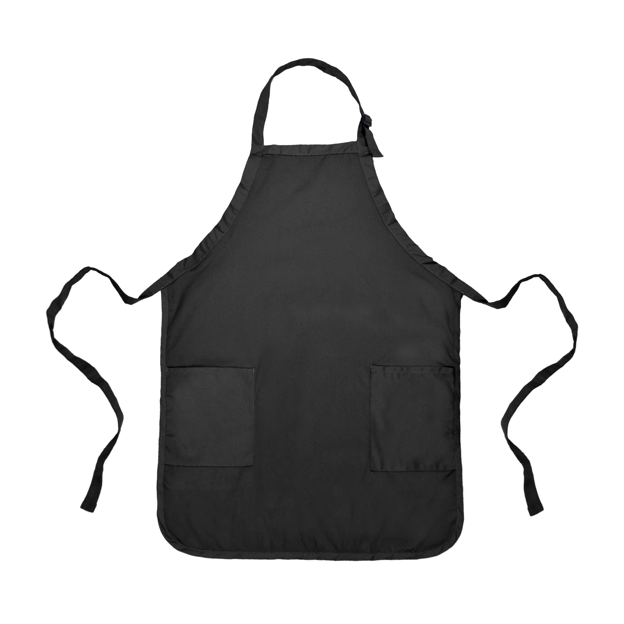 Dalix Waist Aprons Commercial Restaurant Home Bib Spun Poly Cotton Kitchen (3 Pockets) in Black