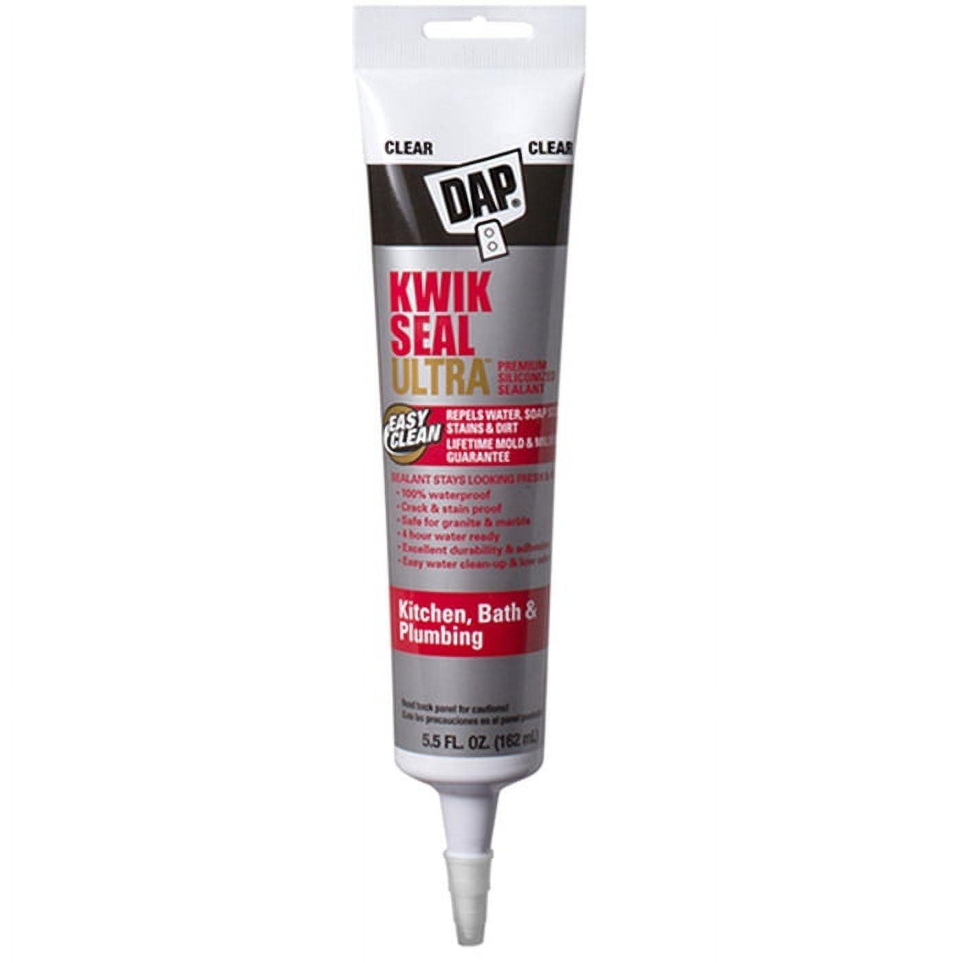 DAP Kwik Seal Ultra Clear Silicone Kitchen and Bath Caulk Sealant 5.5 oz