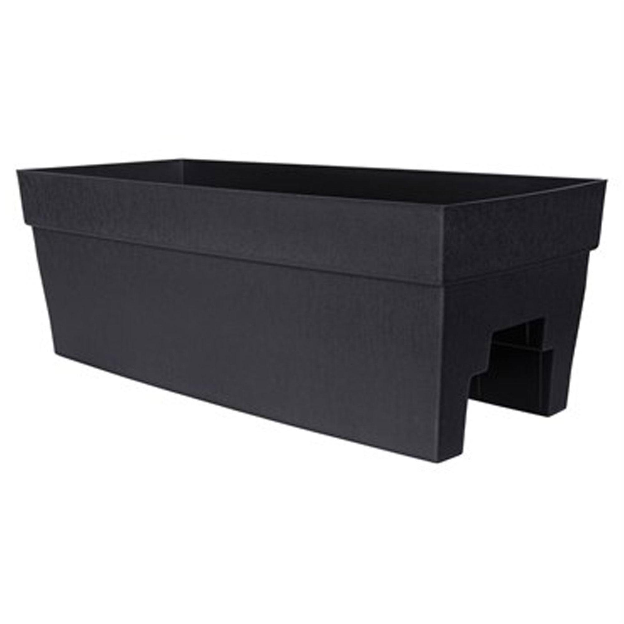 DCN Plastic Self-Watering Harmony Rail Planter, Black, 27in