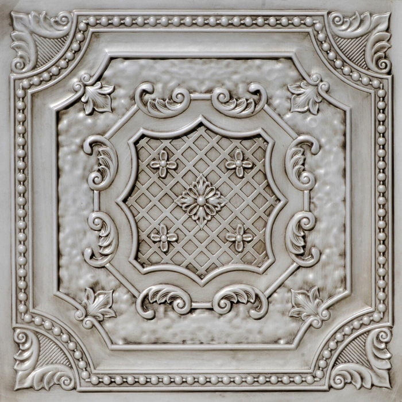 Antique White PVC 2' x 2' Elizabethan Shield Ceiling Tile