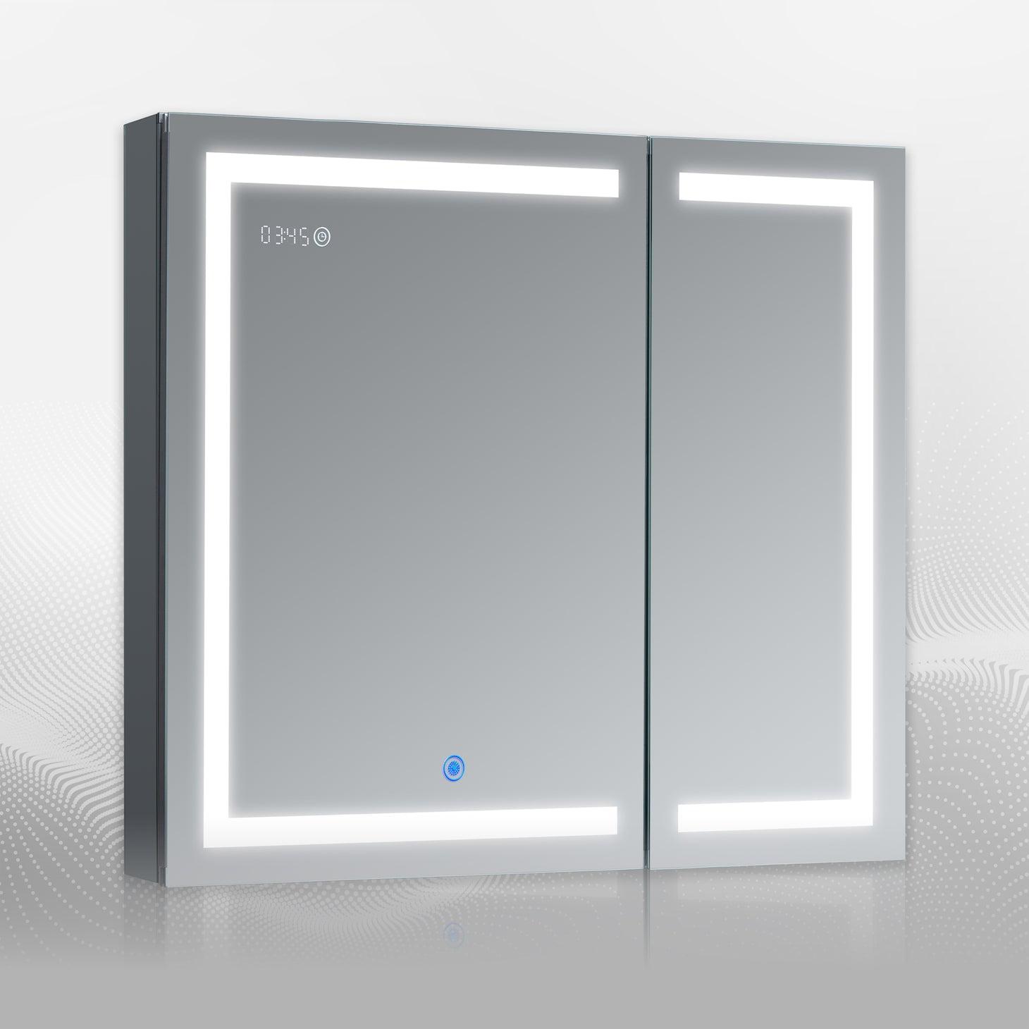 36-Inch Silver Dual Swing LED Mirror Medicine Cabinet