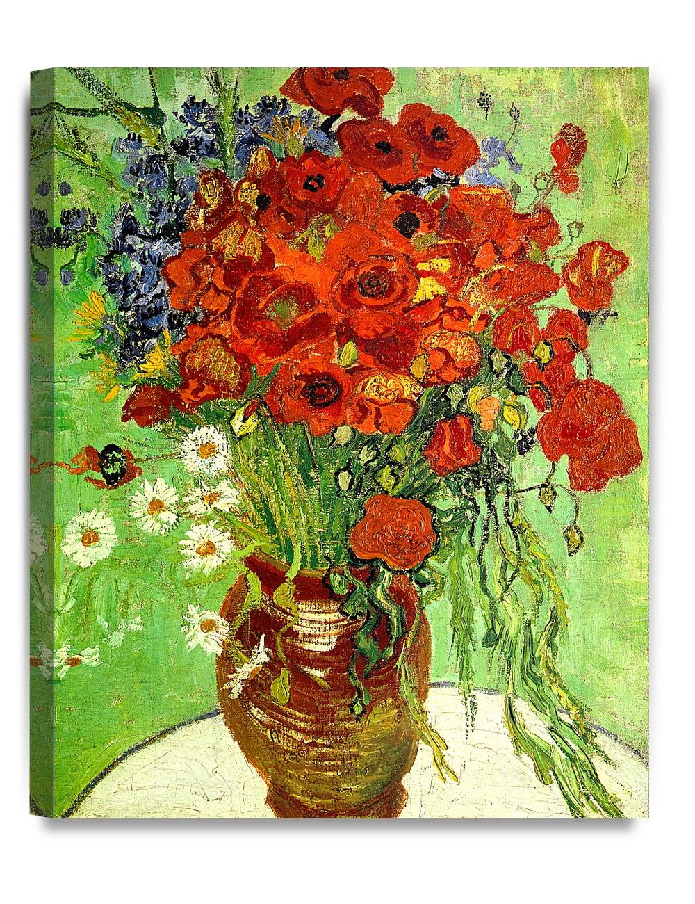 DECORARTS Red Poppies and Daisies, Vincent Van Gogh Art Reproduction. Giclee Canvas Prints Wall Art