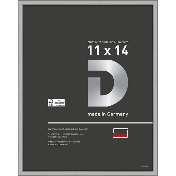 DEHA Design 11x14 Picture Frame Boston Frosted Silver Aluminum Metal Frame with Shatter Resistant Acrylic Glass Horizontal and Vertical format.