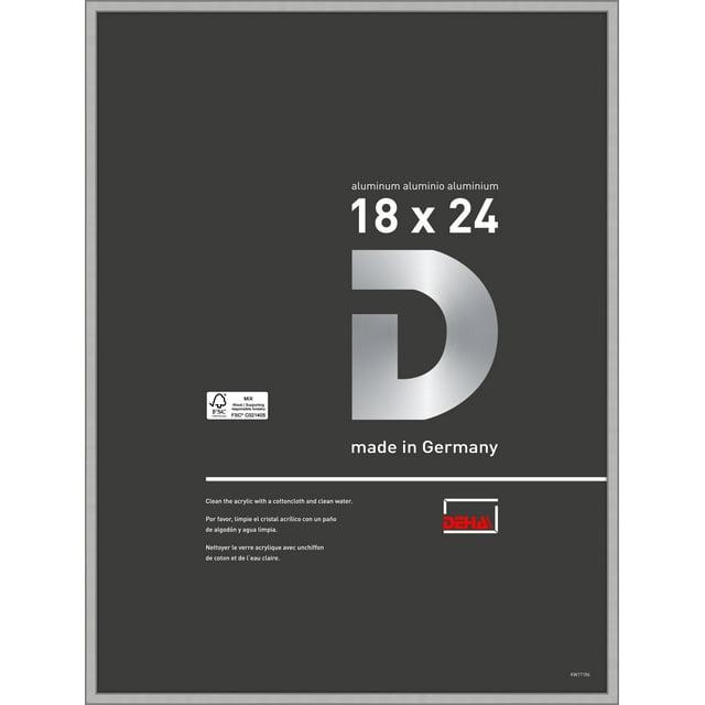 DEHA Design 18x24 Picture Frame Boston Frosted Silver Aluminum Metal with Shatter Resistant Acrylic Glass Horizontal & Vertical Format for Wall.