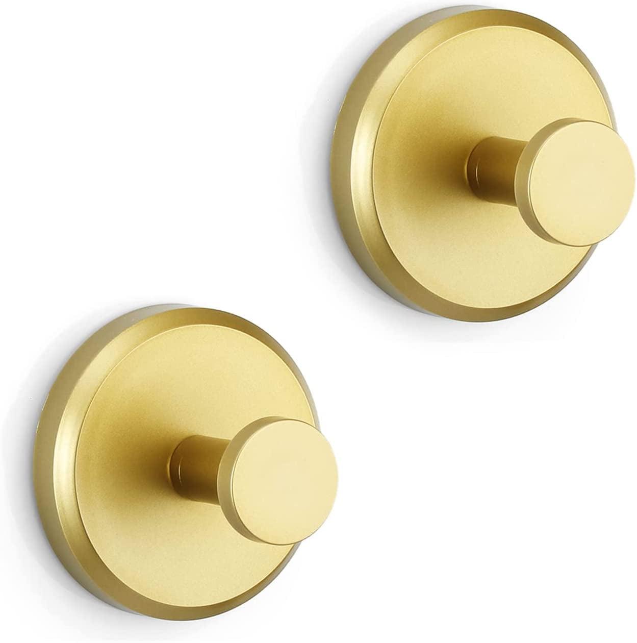 Gold Chrome Plated Suction Cup Hooks for Bathroom, 2-Pack