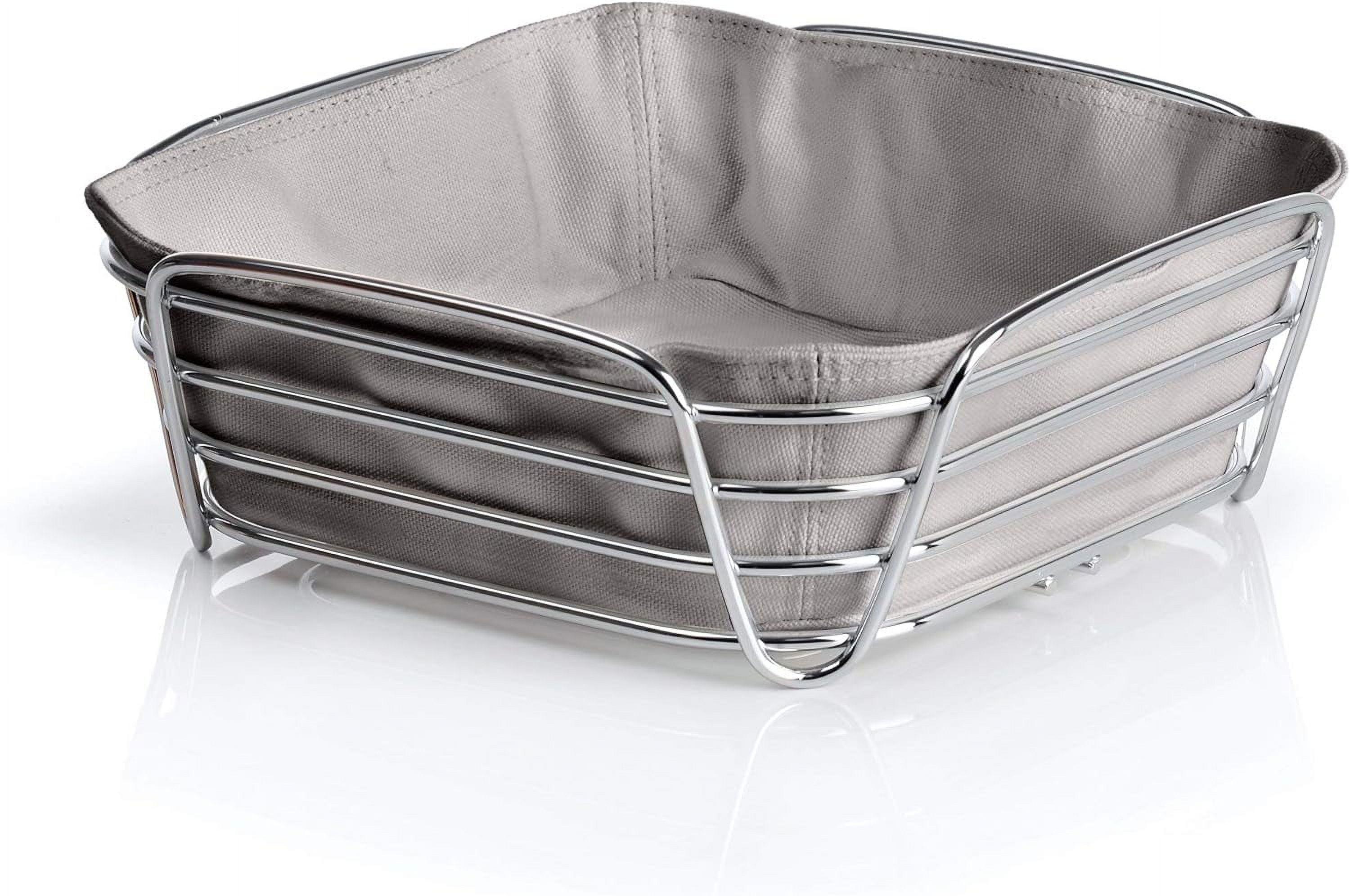 Moonbeam-Cream Chrome-Plated Steel Wire Bread Basket with Cotton Liner