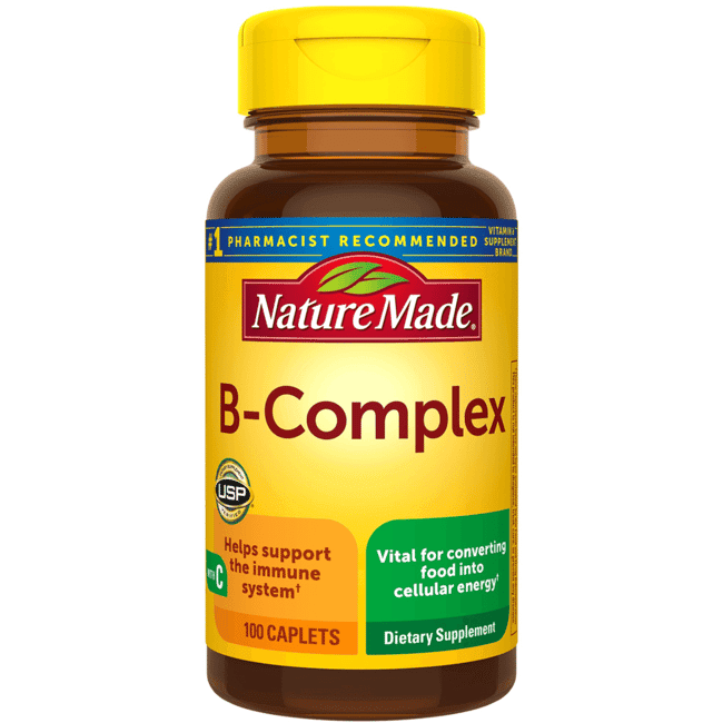 Nature Made B Complex with Vitamin C, Gluten-Free Caplets, 100 Count