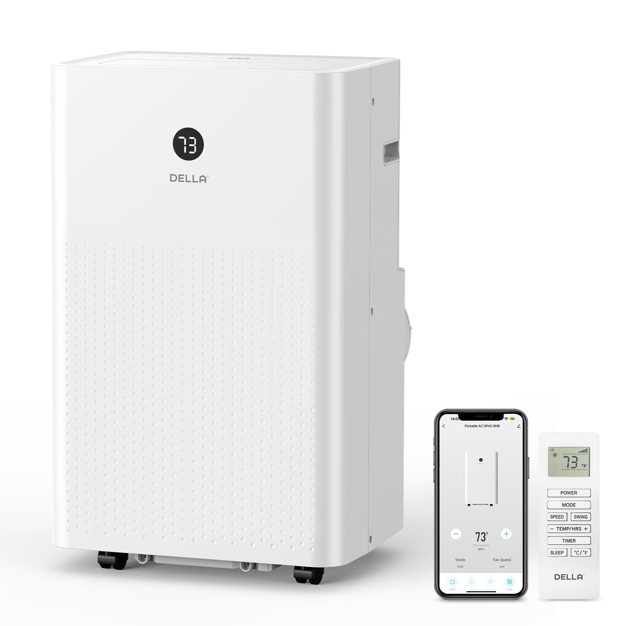 DELLA 14,000 BTU Portable Air Conditioner w/ heat pump, Work with Alexa, Geo Fencing, WiFi Cools Up To 650 Sq.Ft, Auto Swing, 3 Speeds Fan, Dehumidifier, Portable AC with Remote Control & Window Kit