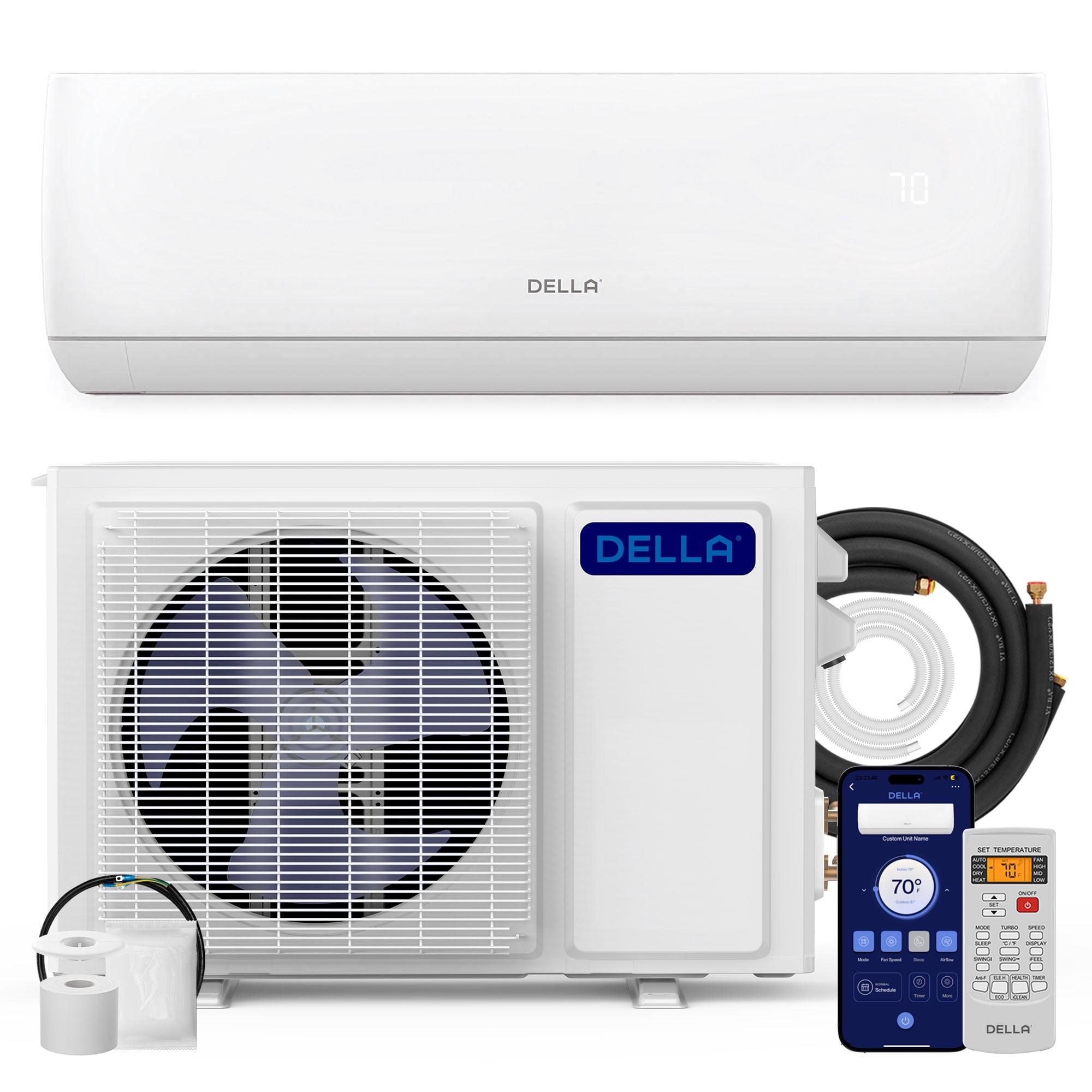 DELLA 9000 BTU Wifi Enabled Mini Split 17 SEER2 Cools Up to 450 Sq.Ft, 208V-230V, Works with Alexa, Air Conditioner & Heater with Pre-Charged Heat Pump (R32 Refrigerant) (JA Series)
