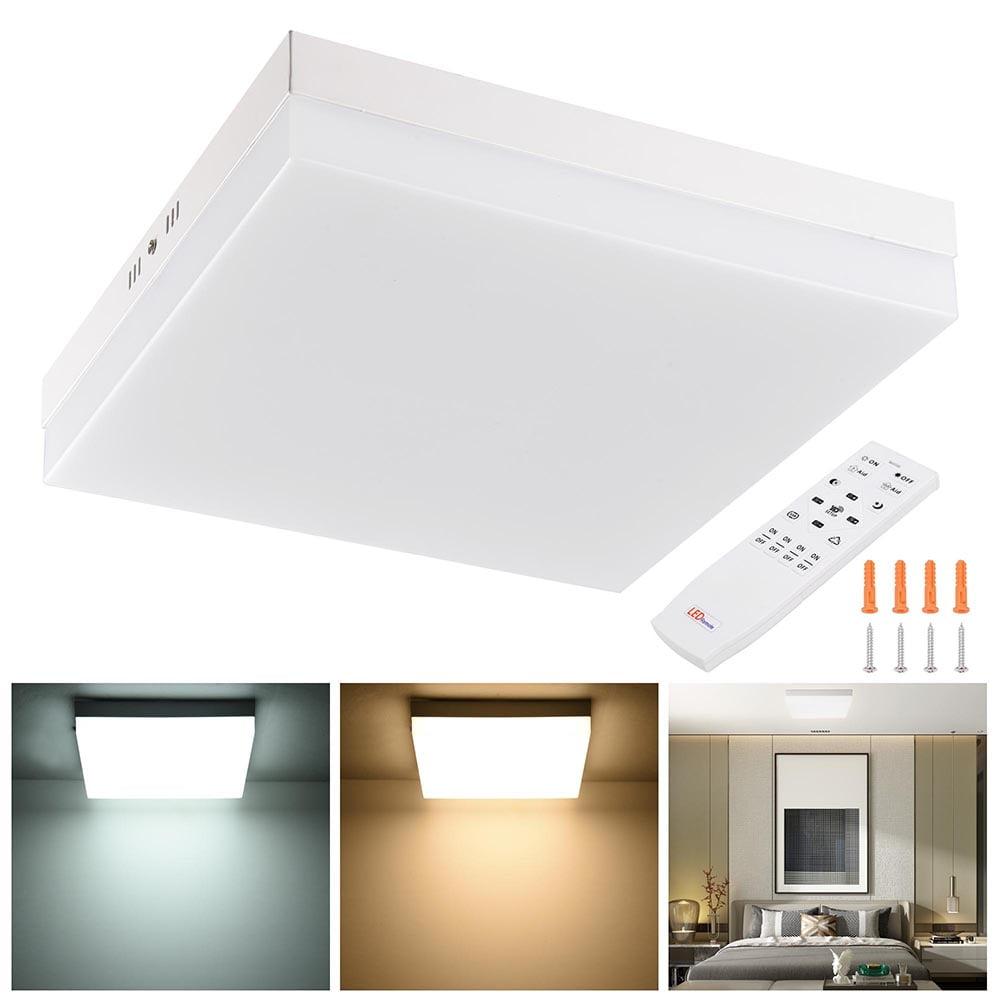 White Aluminum 11" Dimmable LED Square Ceiling Light with Remote