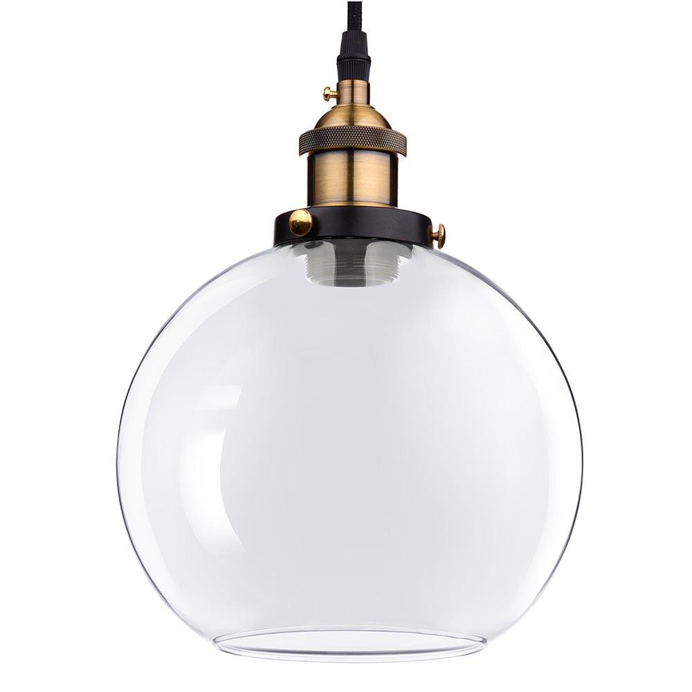 DELight Vintage 7.9" Glass Ball Ceiling Pendant Light Chandelier Edison Lamp Cafe Kitchen Dining Room Lighting