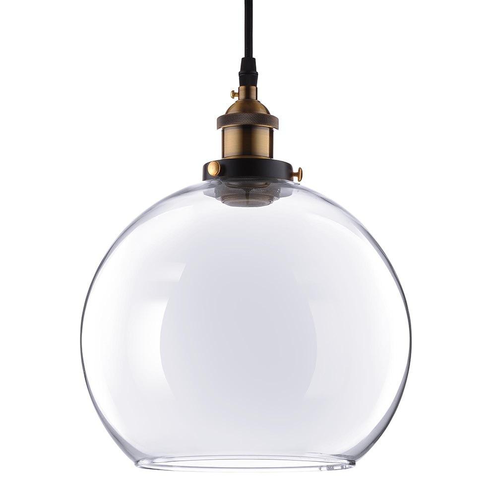 DELight Vintage Industrial 9.8" Ball Shape Glass Ceiling Light Pendant Light Edison Lamp for Cafe Kitchen Clear