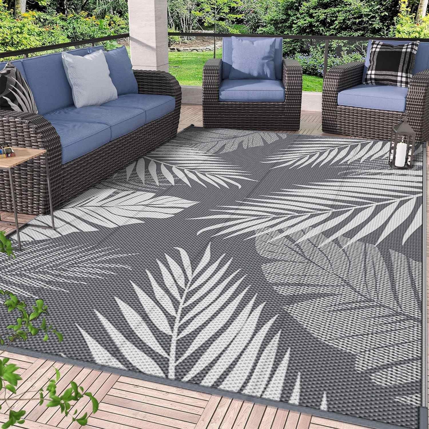 Lunceford Outdoor Rug for Patio Clearance, Waterproof Mat,Reversible Plastic Camping Rugs