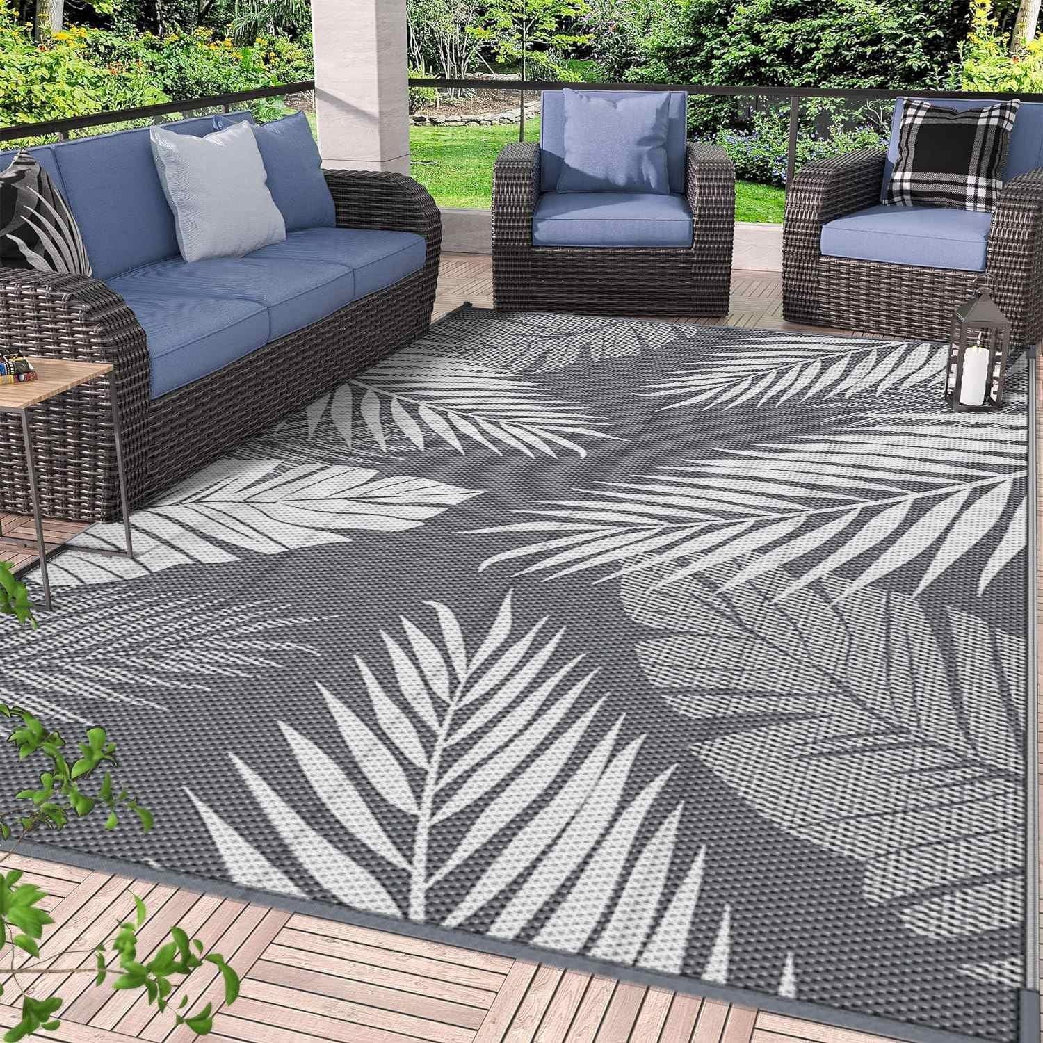 Lunceford Outdoor Rug for Patio Clearance, Waterproof Mat,Reversible Plastic Camping Rugs