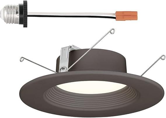 Bronze 5/6 Inch LED Recessed Ceiling Light with Baffle Trim