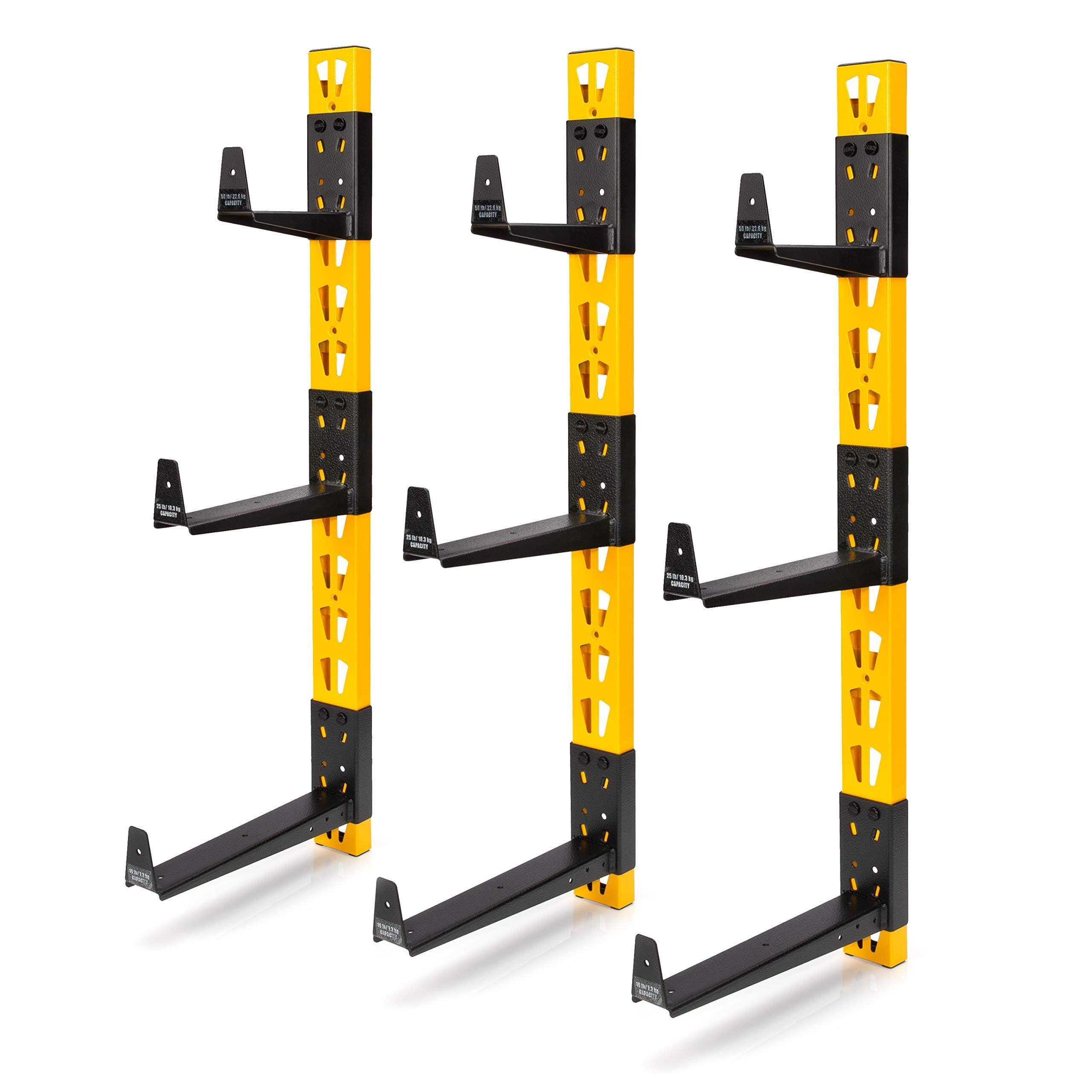 DEWALT 36 in. H X 12 in. D Wall Mount Cantilever Rack/Garage Wall Shelf with 9-Brackets, Black/Yellow